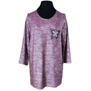 NWT Esloi Black Diamond Embellished Shimmery‎ Blouse Women's XL